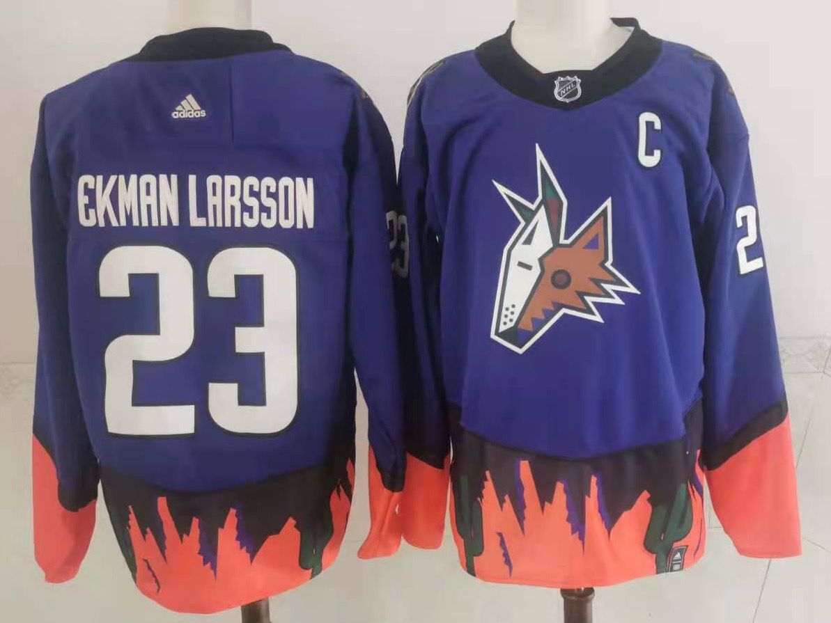 Men Arizona Coyotes 23 Ekman larsson Purple Authentic Stitched 2022 Adidas NHL Jersey